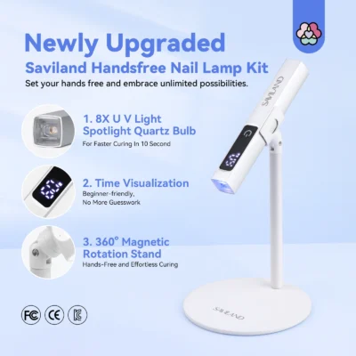 Saviland Rechargeable UV LED Nail Lamp – Portable Gel Nail Dryer with Timer & Magnetic Stand - Image 2