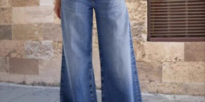 Embroidered Elastic Straight Pants Casual