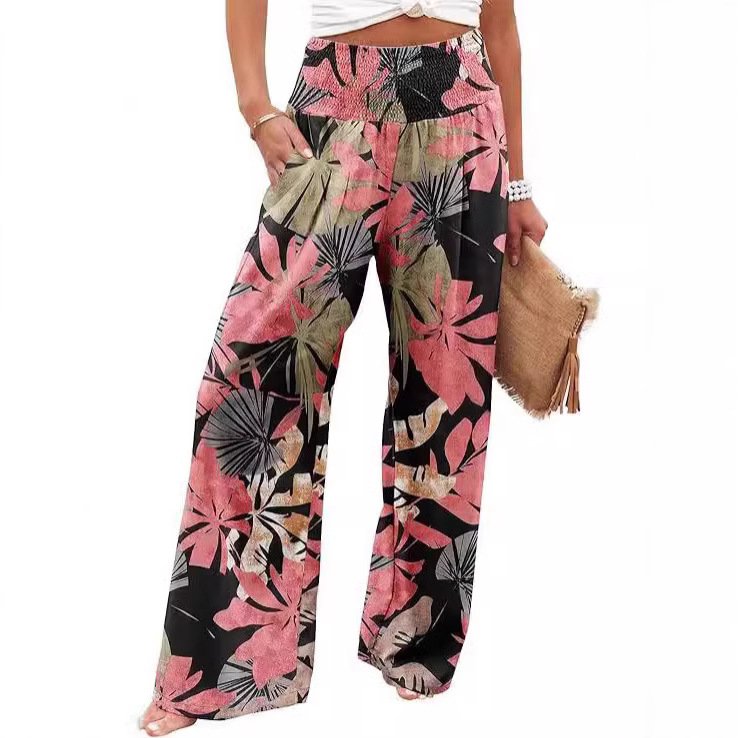 Summer Women's Fashion Loose Temperament Printed High Waist Wide Leg Trousers - Image 4