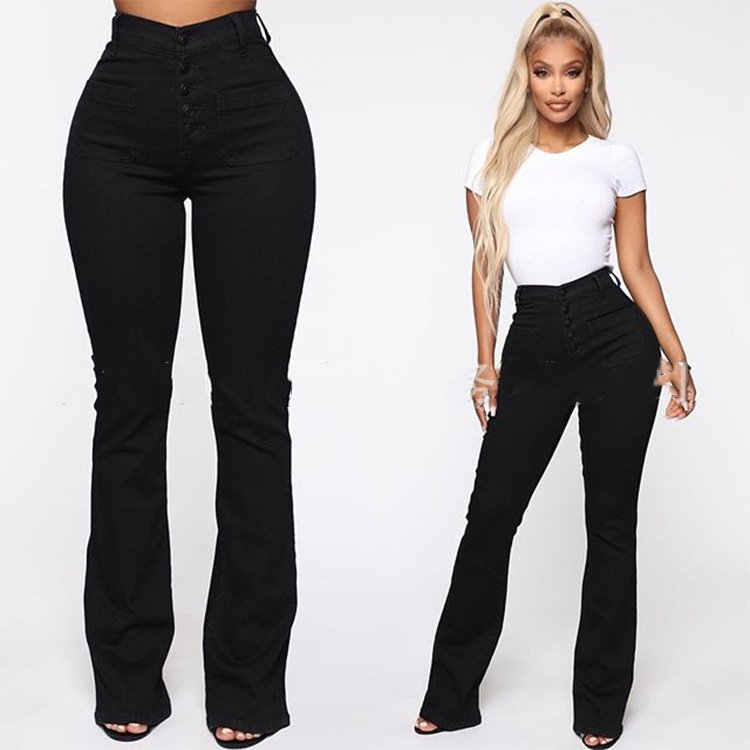 Plus Size Jeans Women Patch Pocket Washed Ladies High Waist Denim Trousers - Image 7