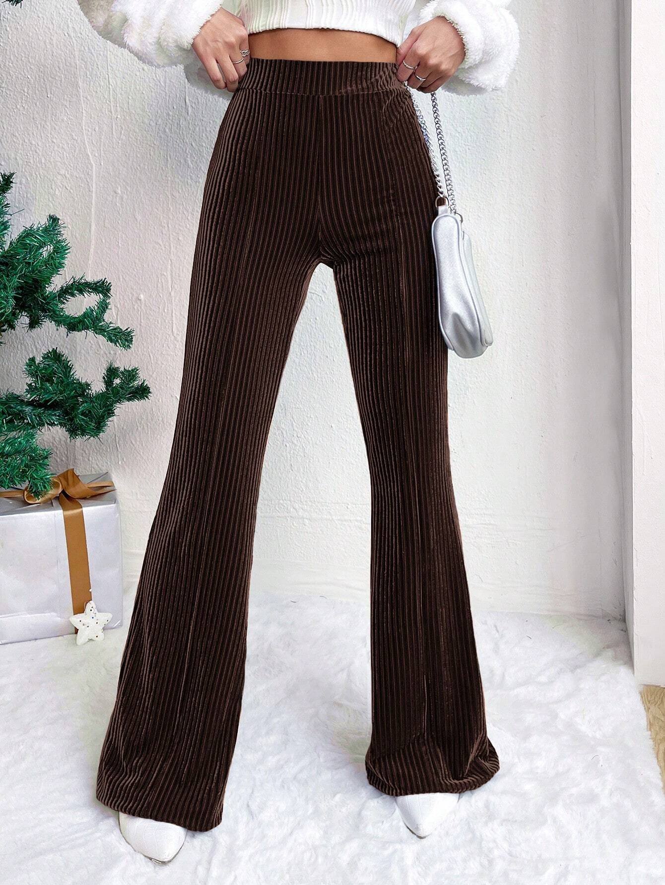 High Waist Lamp Wick Corduroy Bell-bottom Pants Wide Leg Women - Image 10