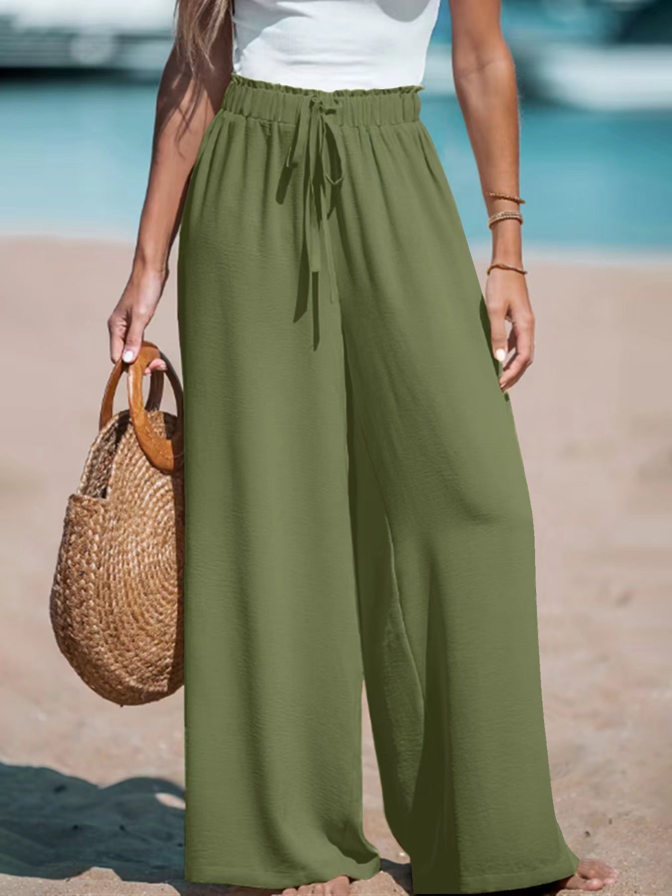 Women's Fashion Fake Drawstring Loose Casual Wide-leg Trousers - Image 9