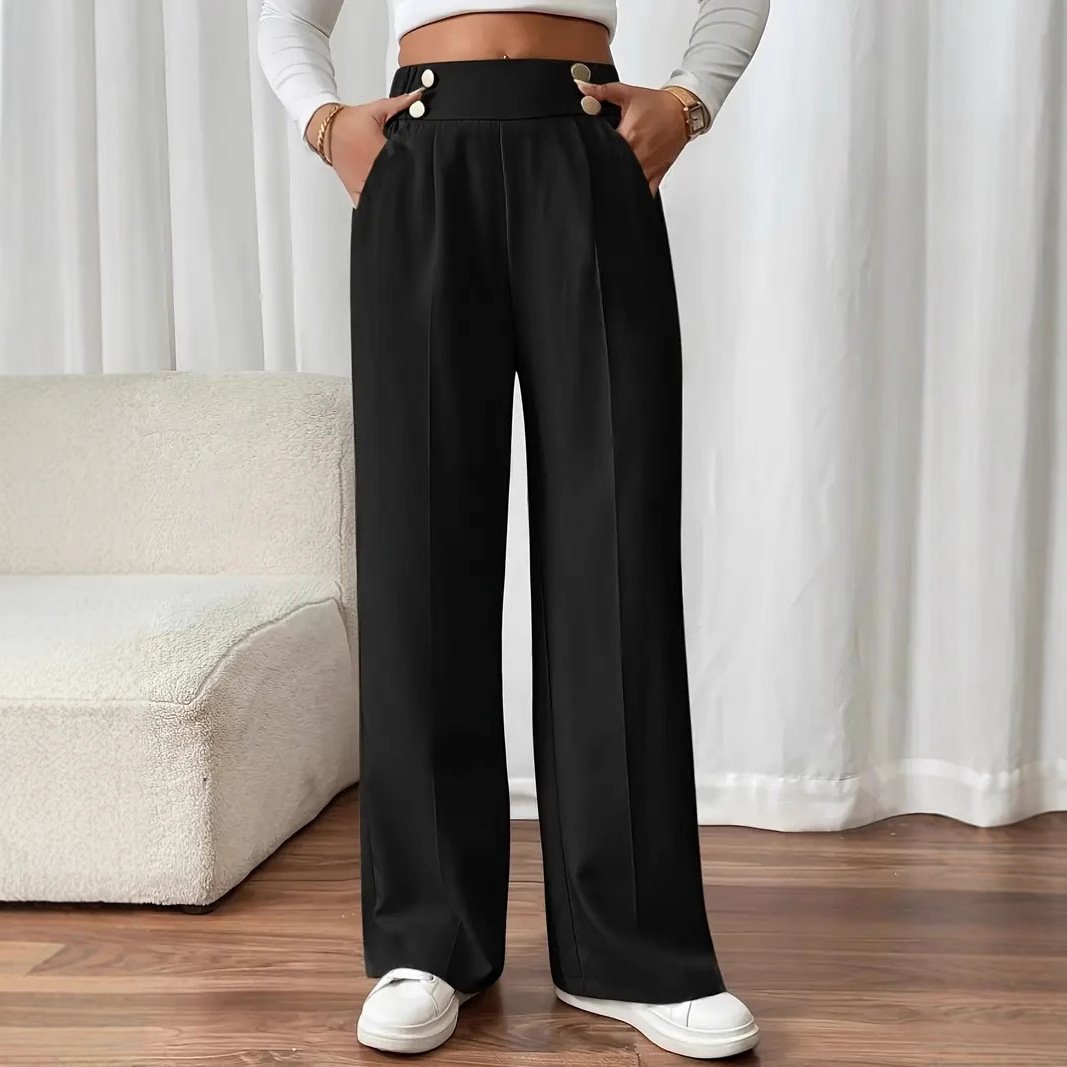 Straight-leg Pants Women's Special-interest Design Solid Color - Image 4
