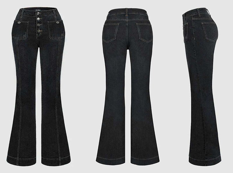 Stitching Washed Denim Stretch Slim Fit Bell-bottom Pants - Image 10