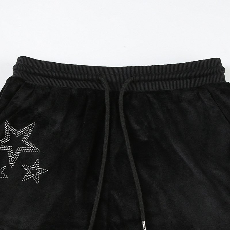 Drilling Low Waist Drawstring Patchwork Slimming Casual Pants - Image 4