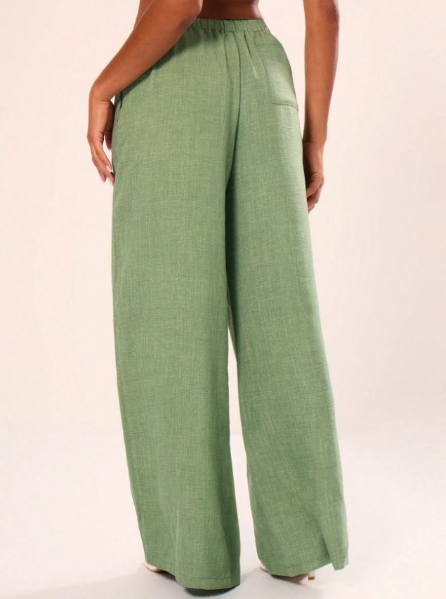 Holiday Textured Linen Feel Tie Waist Trouser - Image 5