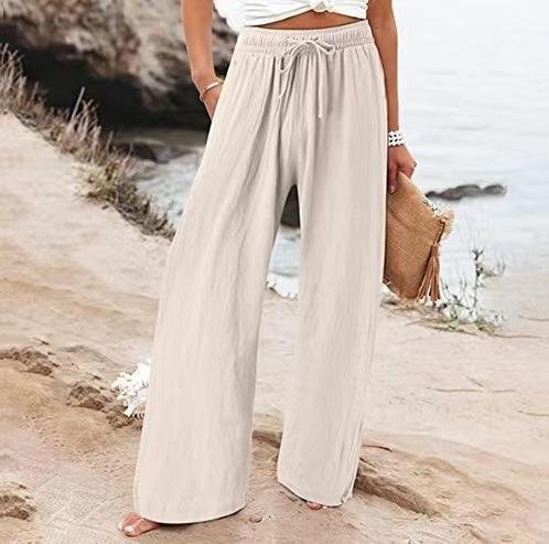 Women's Cotton And Linen Wide-leg Beach Pants Casual Pants - Image 4