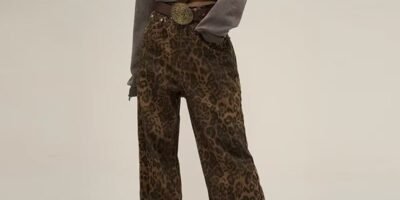 Women's American-style Vintage Leopard Print Jeans