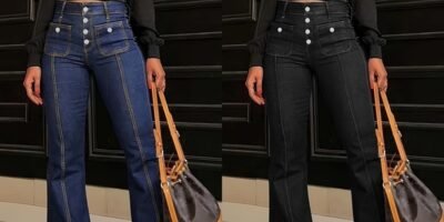 Women's Patchwork Jeans Slim Fit Slimming Stretch Flared Pants