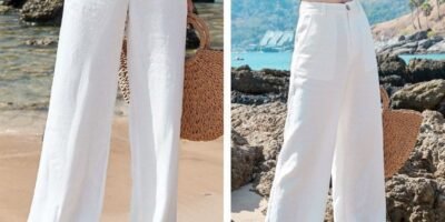 Loose And Thin Cotton And Linen Women's Drape High-waist Straight Long Pants