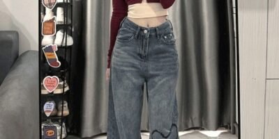 Love Embroidered Wide-leg Simple Casual Jeans