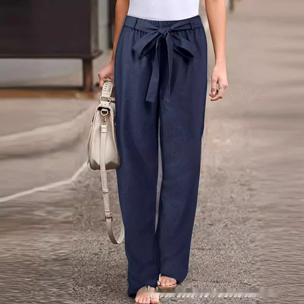 Women's Cotton And Linen Casual Solid Color Pants - Image 3