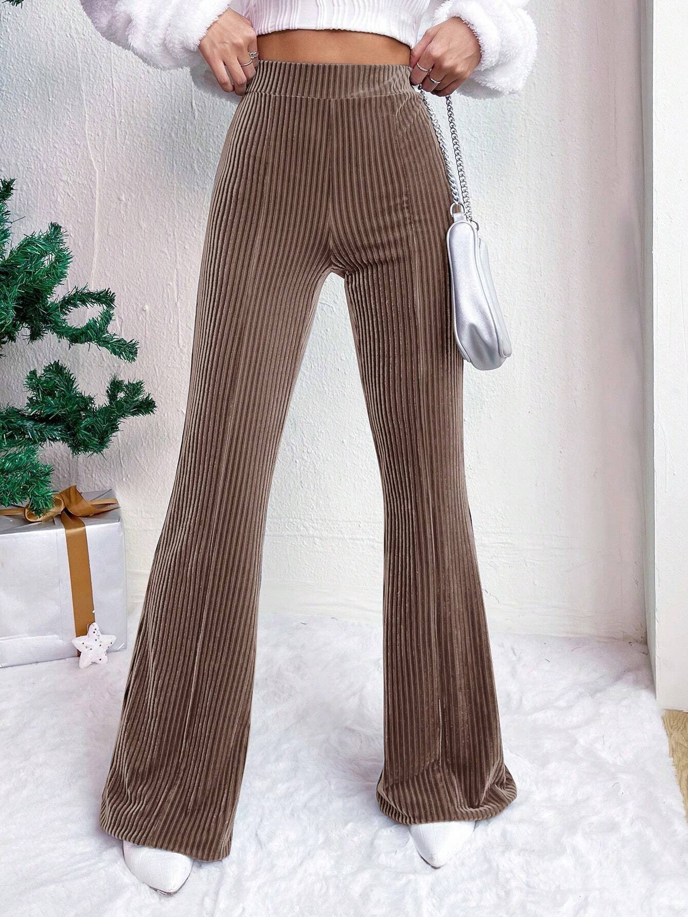 High Waist Lamp Wick Corduroy Bell-bottom Pants Wide Leg Women - Image 7