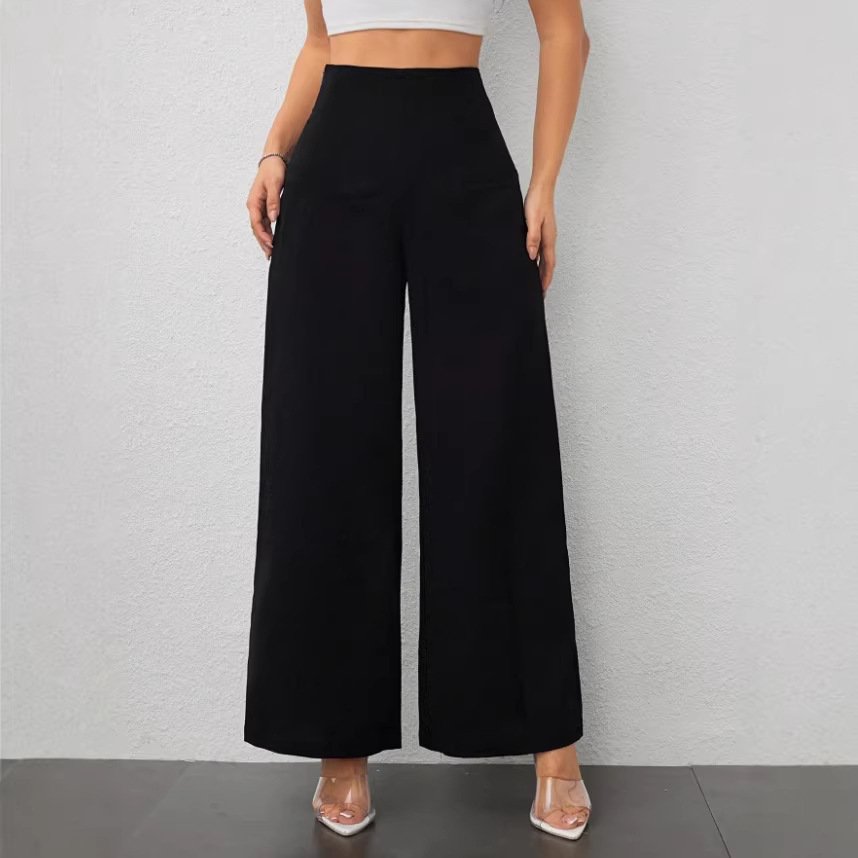 New Womens Fashion Commute Casual Draping Figure-flattering Wide-leg Pants