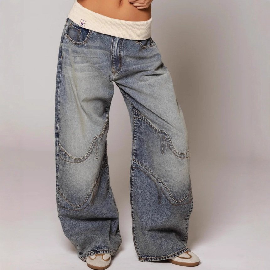 Loose-fitting Straight-leg Jeans With Pockets Fashion Casual Trousers Street-style Pants Women's Clothing - Image 6