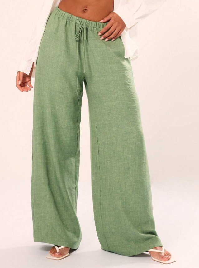 Holiday Textured Linen Feel Tie Waist Trouser - Image 4