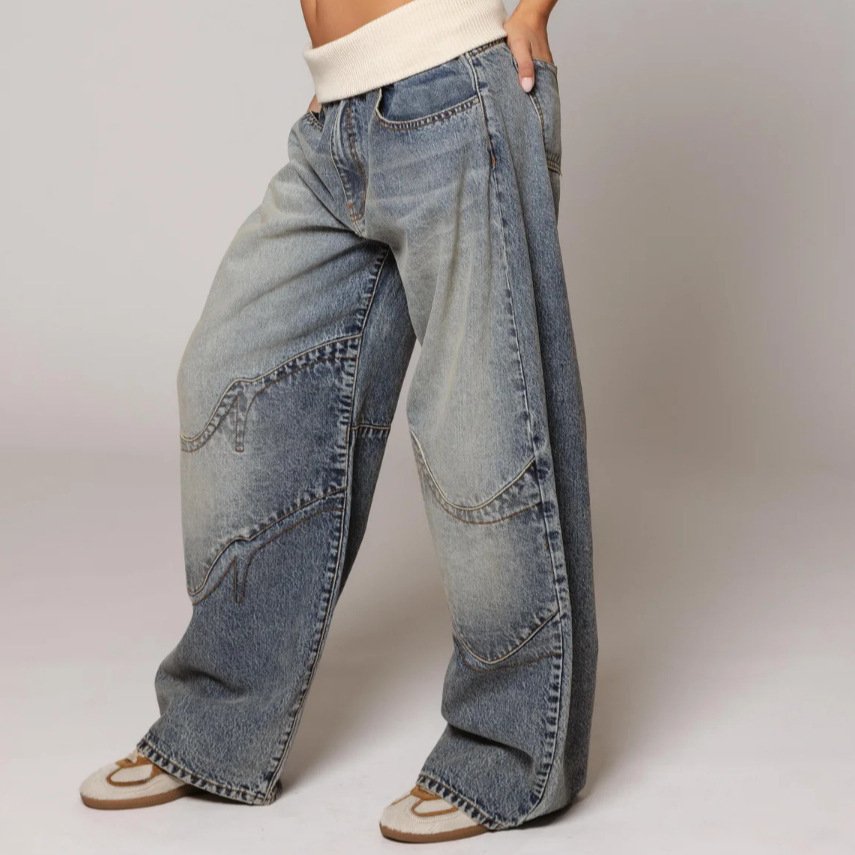Loose-fitting Straight-leg Jeans With Pockets Fashion Casual Trousers Street-style Pants Women's Clothing - Image 4