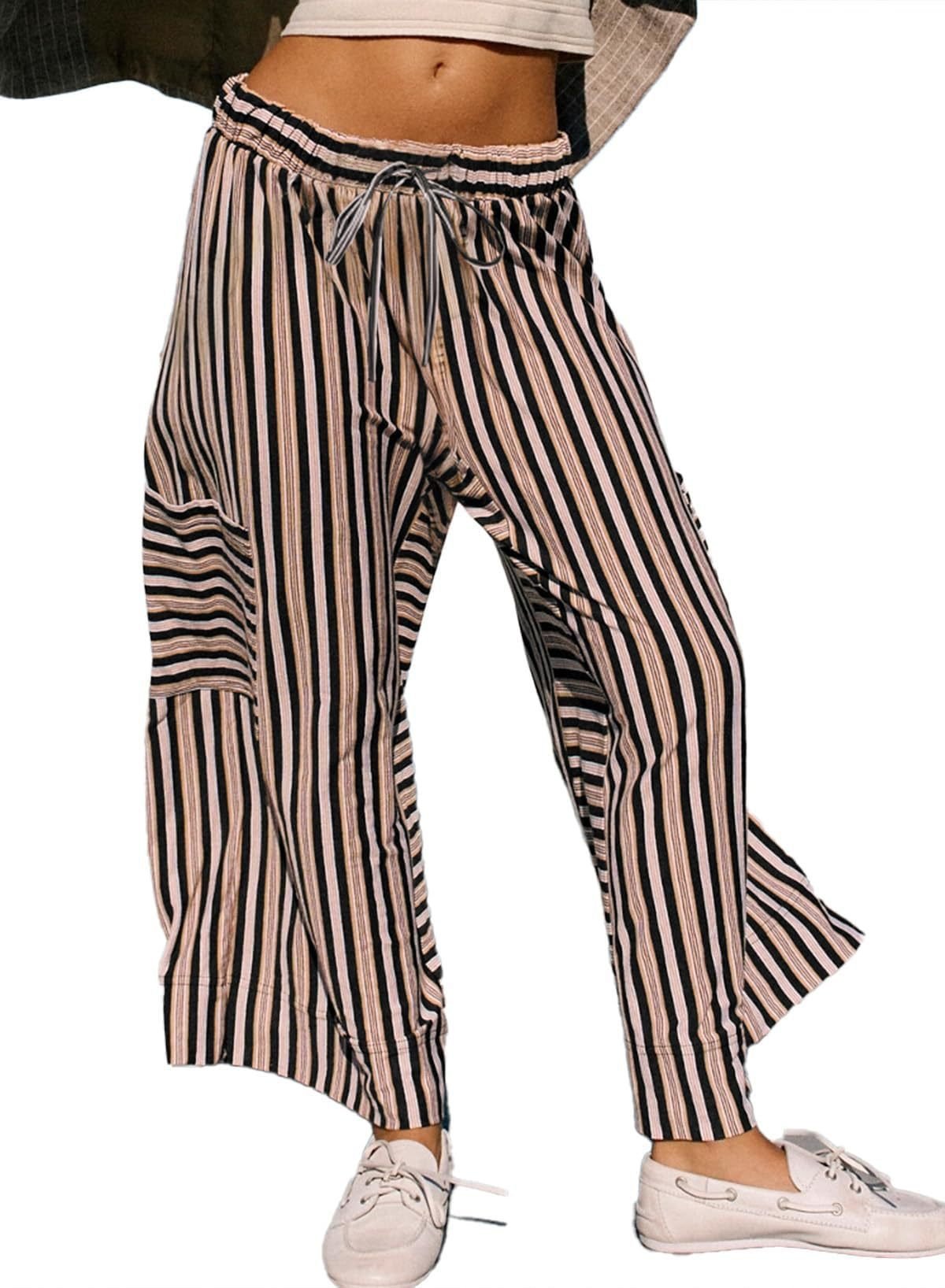 Summer Stripes Straight-leg Pants Women's Clothing - Image 9