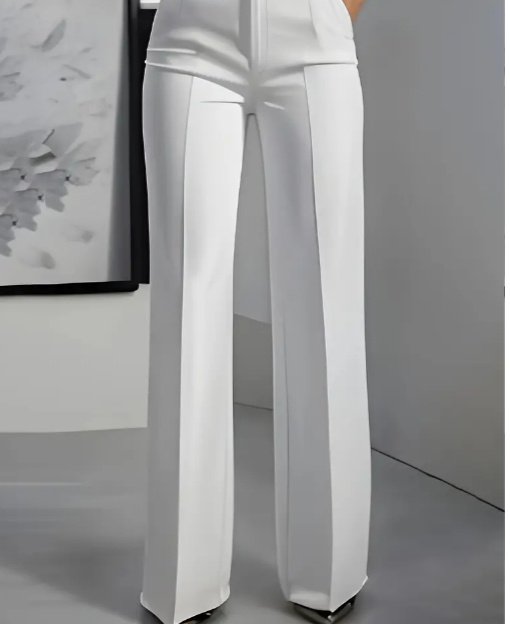 Women's White Minimalist Pants Made Of Polyester - Image 4