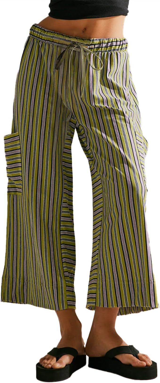 Summer Stripes Straight-leg Pants Women's Clothing - Image 6