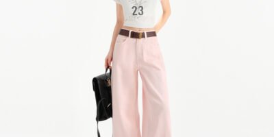 Cherry Blossom Wide Leg Draping Mop Jeans