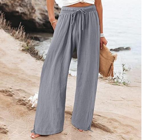 Women's Cotton And Linen Wide-leg Beach Pants Casual Pants - Image 8