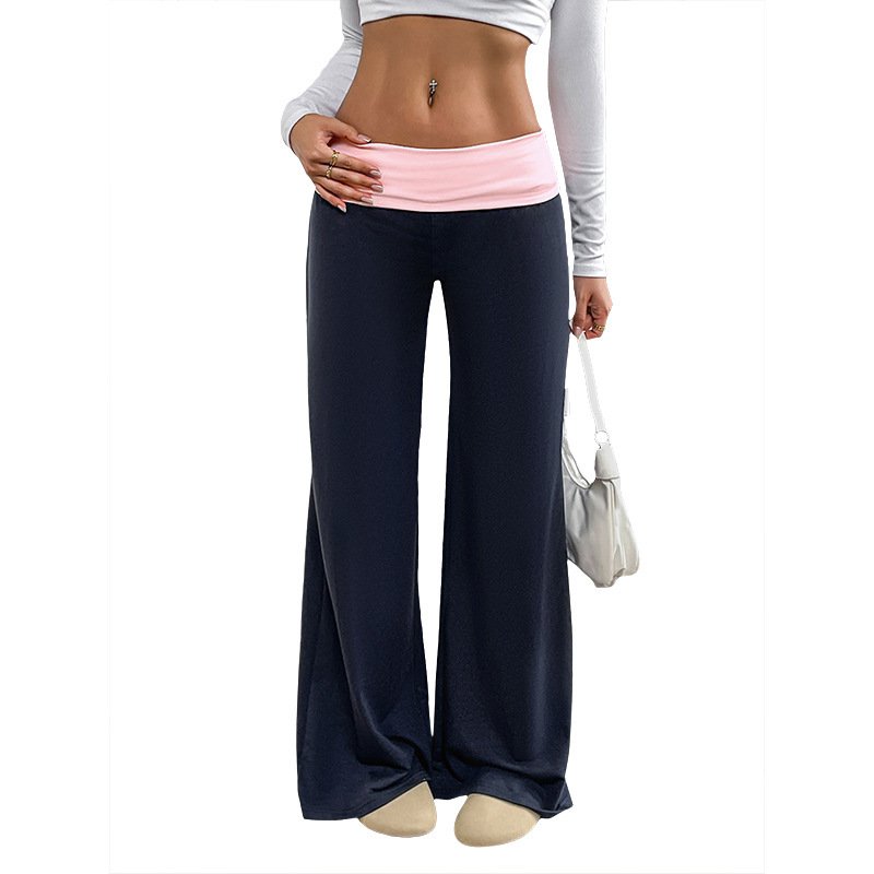 Women's Low Waist Color Matching Casual Sports Wide-leg Pants - Image 6