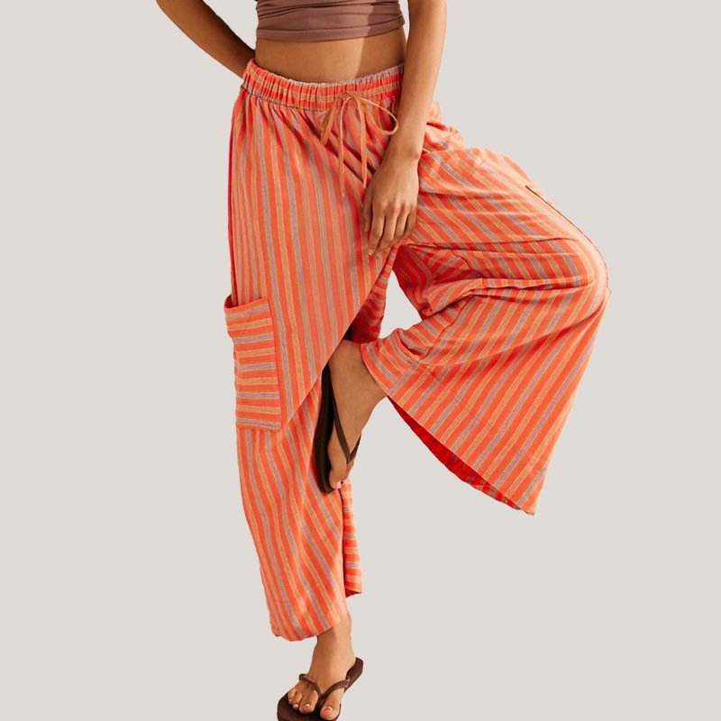 Summer Stripes Straight-leg Pants Women's Clothing