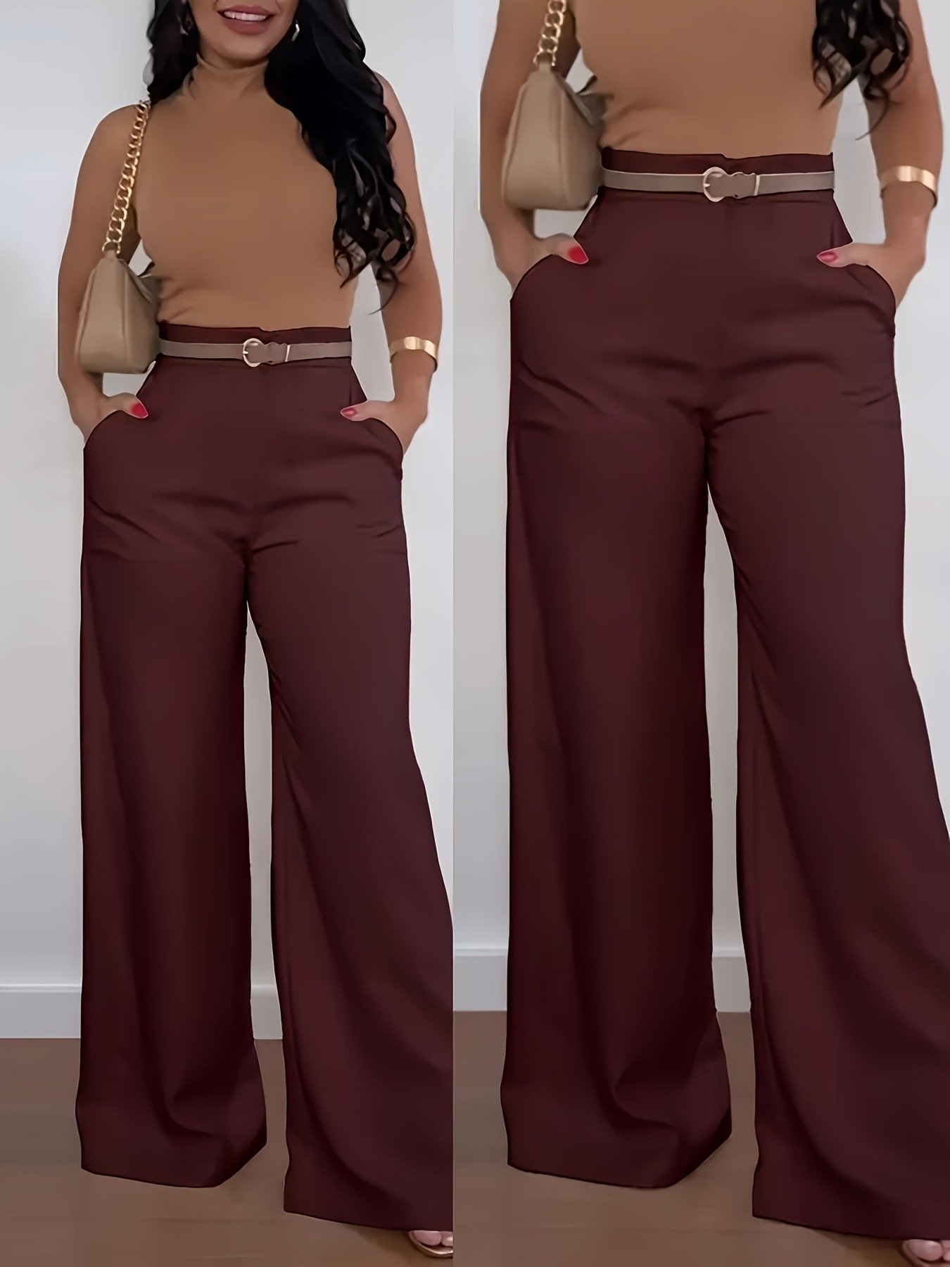 Solid Color BASIC Versatile Casual Flared Pants - Image 7