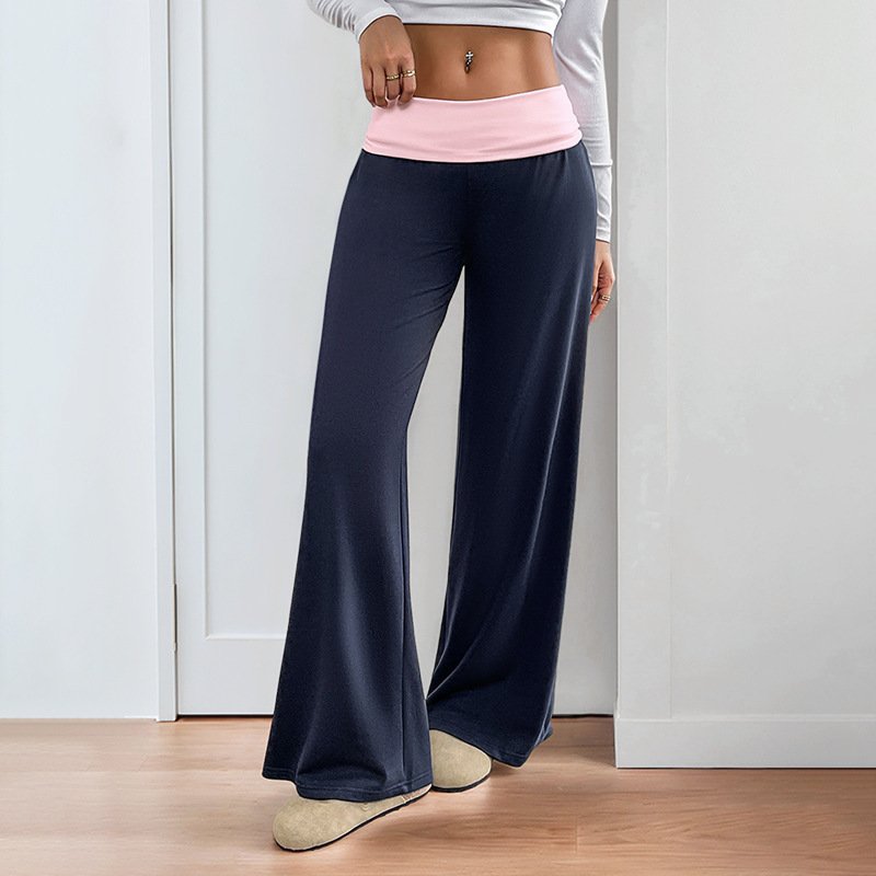 Women's Low Waist Color Matching Casual Sports Wide-leg Pants - Image 3