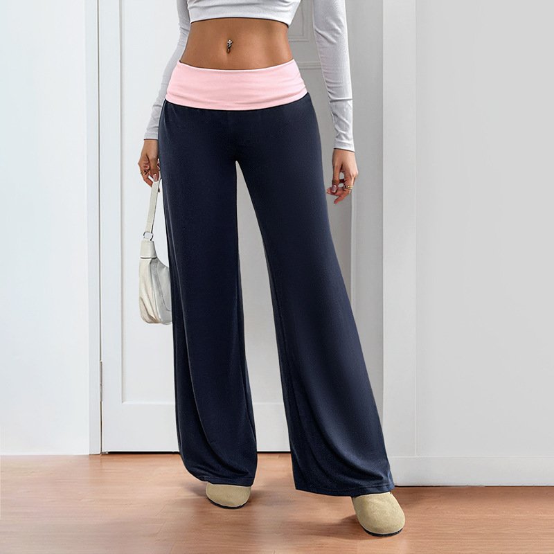 Women's Low Waist Color Matching Casual Sports Wide-leg Pants - Image 4