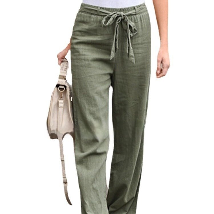 Women's Cotton And Linen Casual Solid Color Pants - Image 5