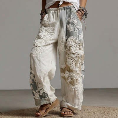 Retro-print Women's Casual Sweatpants - Image 3