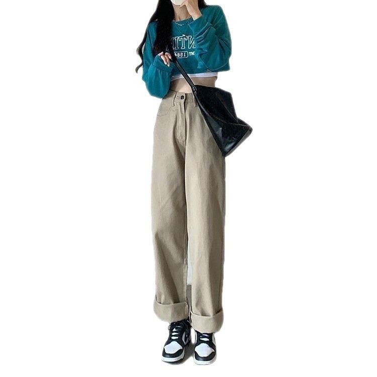 High Waist Wide Leg Jeans Ins Retro Loose Straight Mopping Pants - Image 5