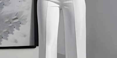 Women's White Minimalist Pants Made Of Polyester