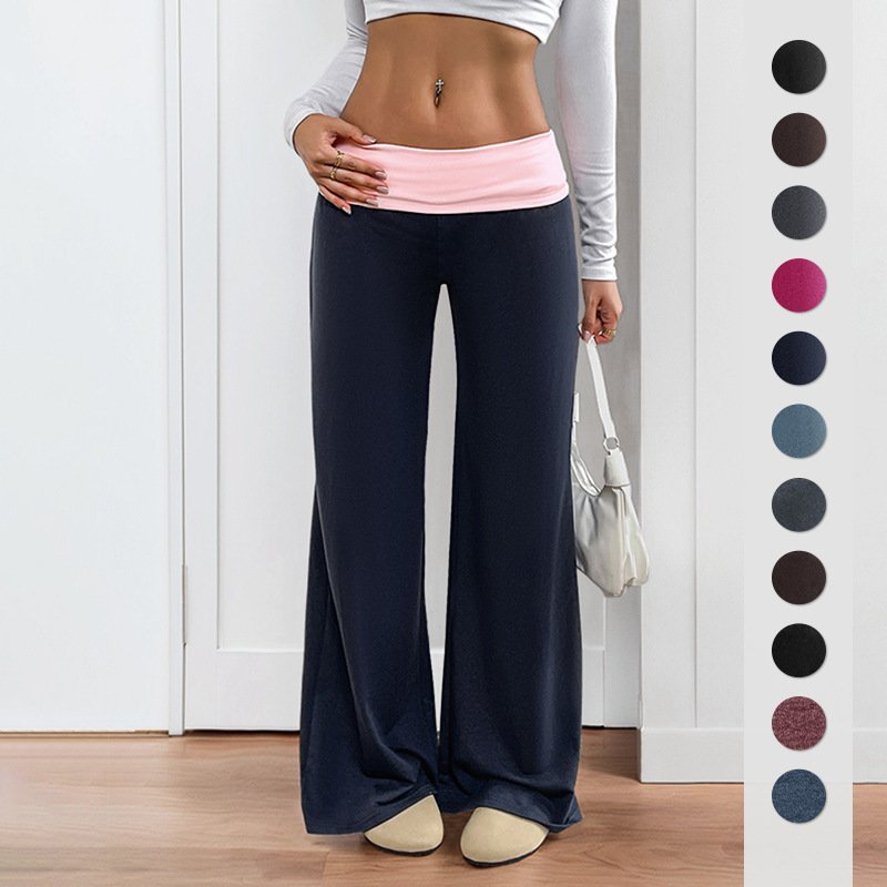 Women's Low Waist Color Matching Casual Sports Wide-leg Pants