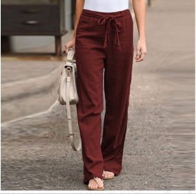 Women's Cotton And Linen Casual Solid Color Pants - Image 9