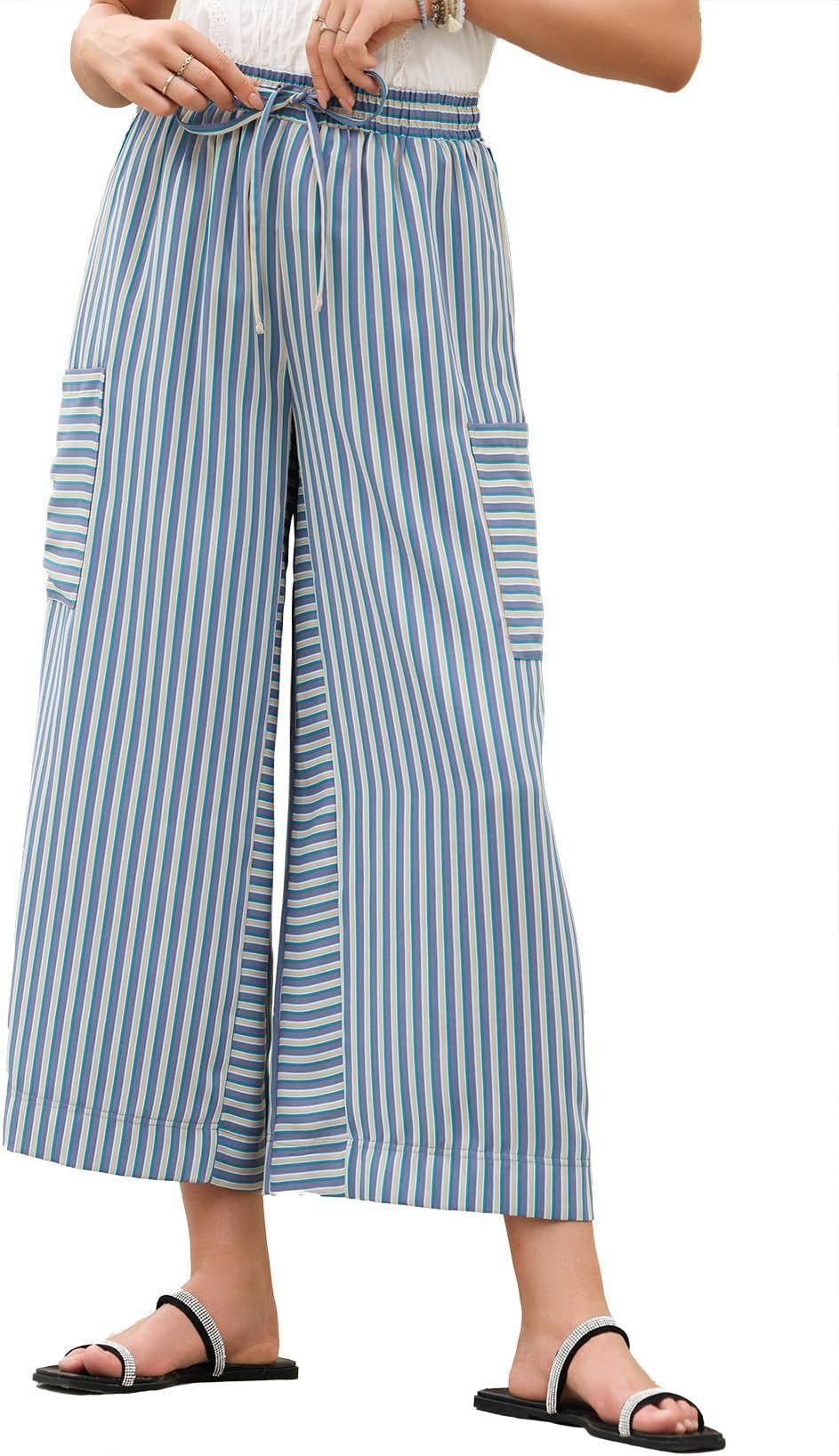 Summer Stripes Straight-leg Pants Women's Clothing - Image 7