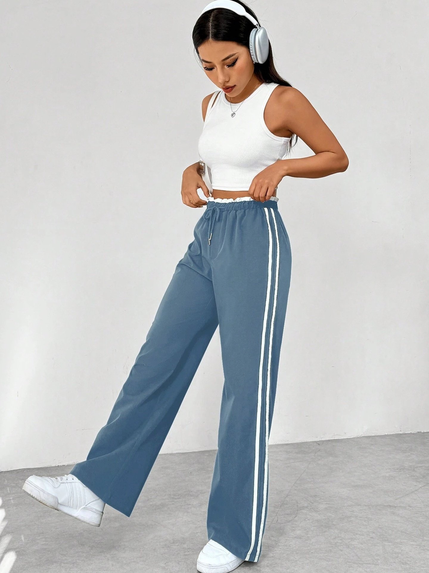 European And American Black Sports Straight Pants Leisure Commute - Image 10