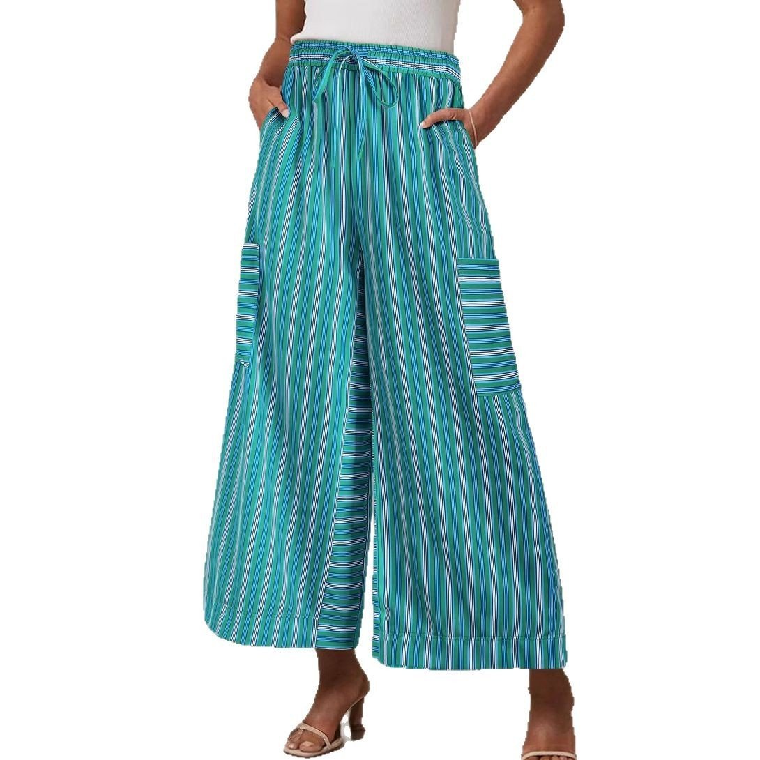 Summer Stripes Straight-leg Pants Women's Clothing - Image 5