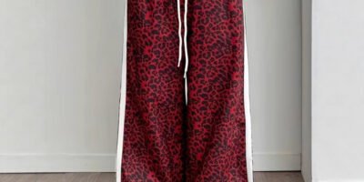 Stylish Leopard-print Patchwork Wide-leg Pants With A Relaxed Flowy Fit