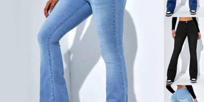 Women's Slim-fit Jeans Pants With Flared Design Fashion Casual High Waist Stretch Trousers