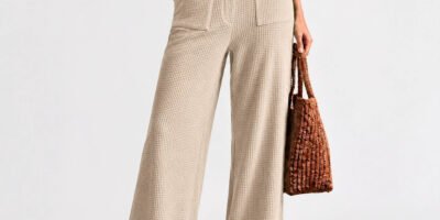 Womens High-Waisted Straight-Leg Casual Wide-Leg Pants