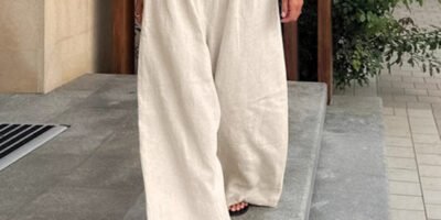 Stylish Wide-leg Cotton And Linen Pants For Women