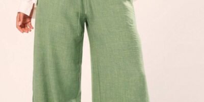 Holiday Textured Linen Feel Tie Waist Trouser