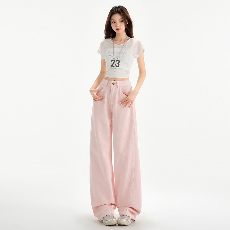 Cherry Blossom Wide Leg Draping Mop Jeans