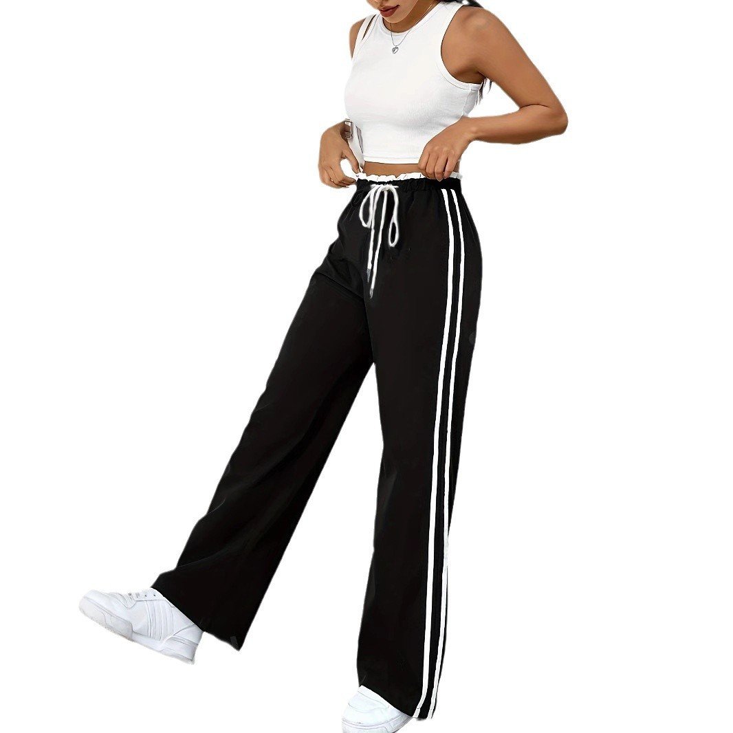 European And American Black Sports Straight Pants Leisure Commute - Image 5