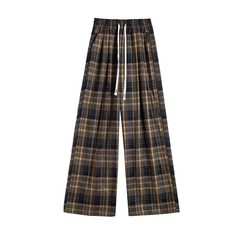 Plaid High Waist Drooping Baggy Pants - Image 4