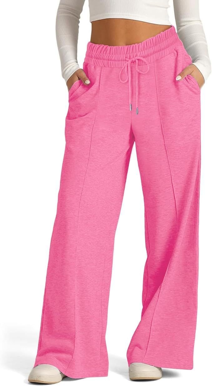 Women's Solid Color Casual Wide Leg Drawstring Elastic Waist Sweatpants - Image 8