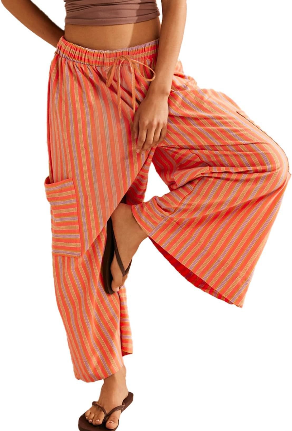 Summer Stripes Straight-leg Pants Women's Clothing - Image 8